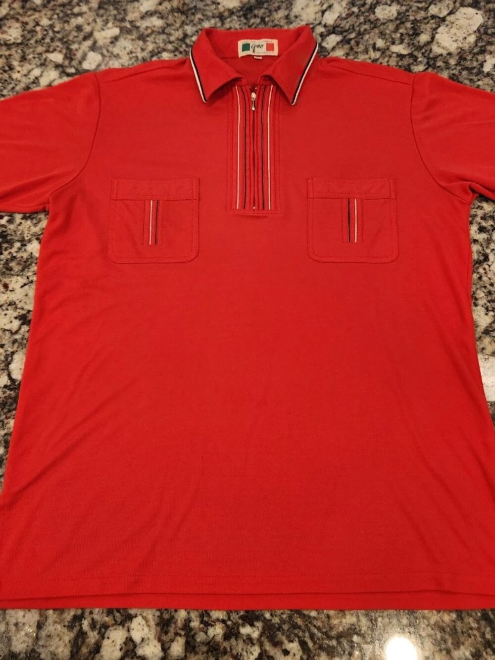 Vtg Gino Paoli Italian Knit Track Leisure Suit Shirt Rockabilly Runs Smaller L